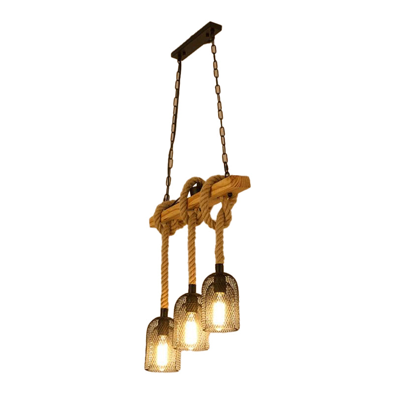 Industrial Wooden Island Light Household Hanging Lighting Fixture