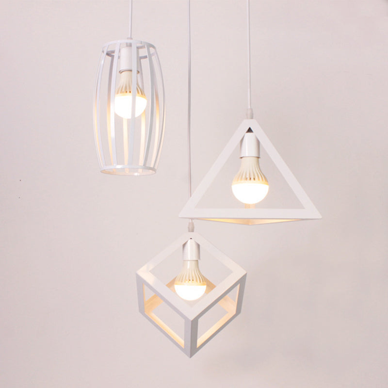 Industrial Style Hanging Lamp Geometry Iron 3 Light Island Light Fixture for Dining Table