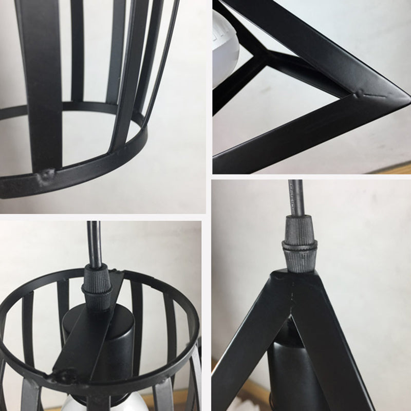 Industrial Style Hanging Lamp Geometry Iron 3 Light Island Light Fixture for Dining Table