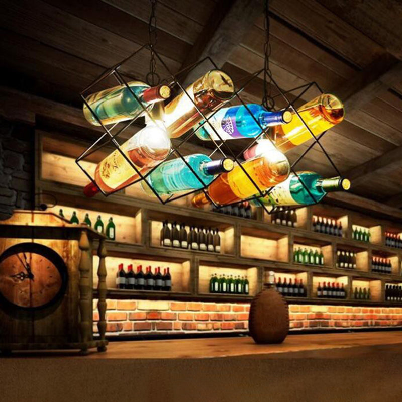 Industrial Style Hanging Lamp Wine Bottle Shape Island Light Fixture for Bar