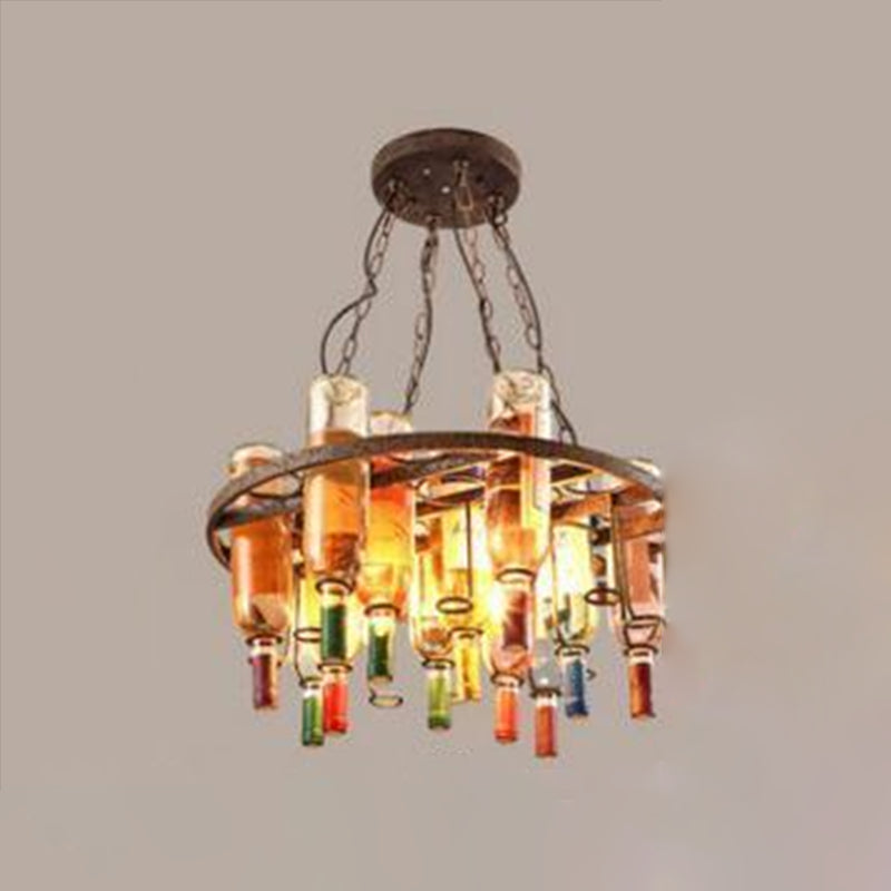 Industrial Style Hanging Lamp Wine Bottle Shape Island Light Fixture for Bar