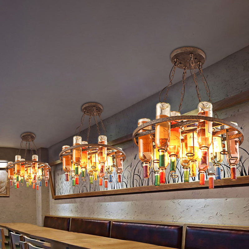 Industrial Style Hanging Lamp Wine Bottle Shape Island Light Fixture for Bar