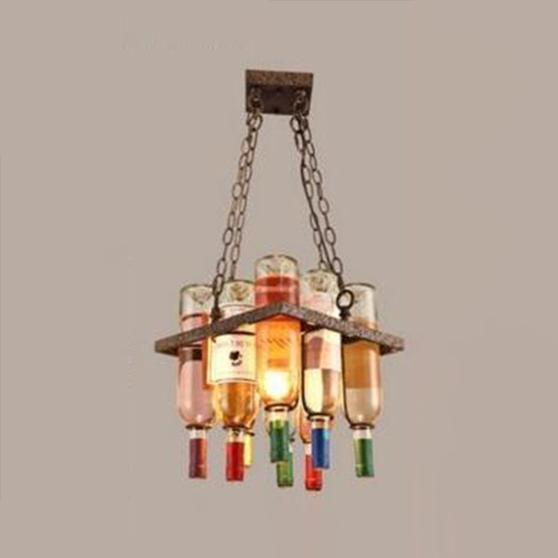 Industrial Style Hanging Lamp Wine Bottle Shape Island Light Fixture for Bar