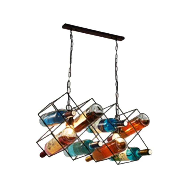 Industrial Style Hanging Lamp Wine Bottle Shape Island Light Fixture for Bar