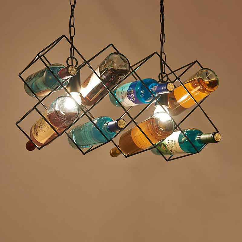 Industrial Style Hanging Lamp Wine Bottle Shape Island Light Fixture for Bar