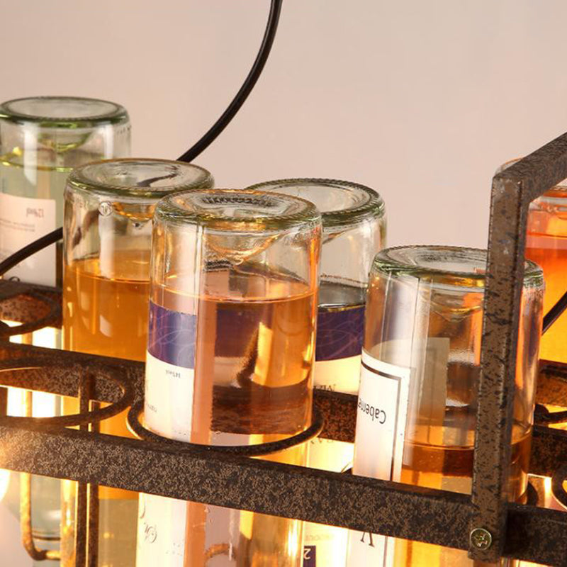 Industrial Style Hanging Lamp Wine Bottle Shape Island Light Fixture for Bar