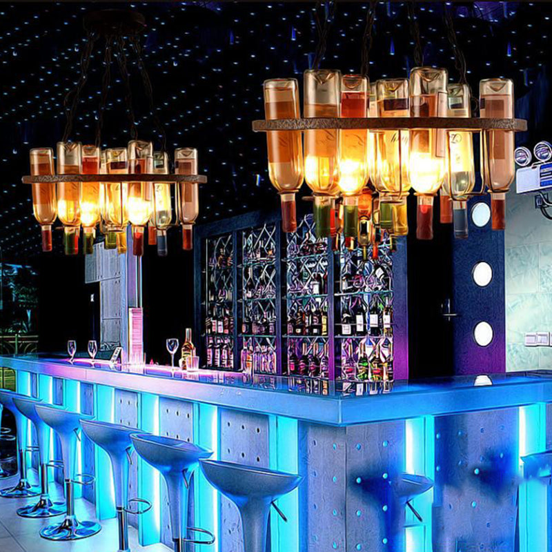 Industrial Style Hanging Lamp Wine Bottle Shape Island Light Fixture for Bar