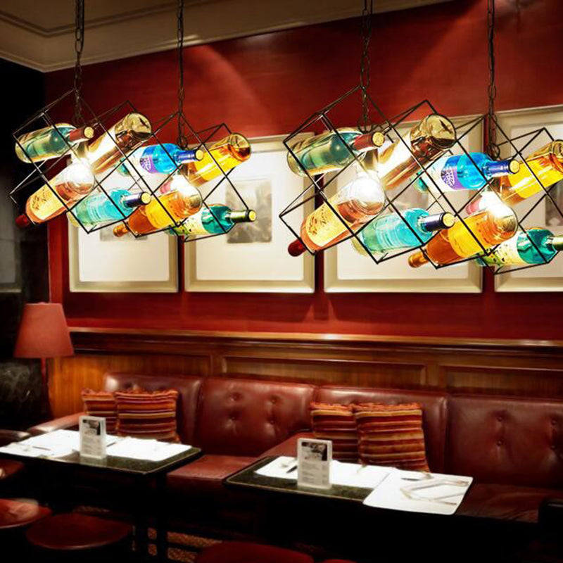 Industrial Style Hanging Lamp Wine Bottle Shape Island Light Fixture for Bar