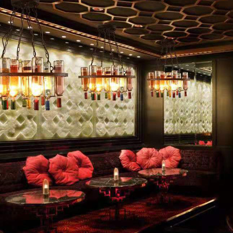 Industrial Style Hanging Lamp Wine Bottle Shape Island Light Fixture for Bar