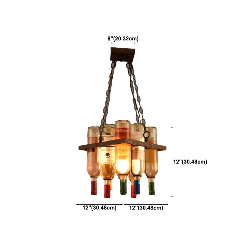 Industrial Style Hanging Lamp Wine Bottle Shape Island Light Fixture for Bar