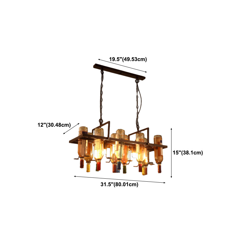 Industrial Style Hanging Lamp Wine Bottle Shape Island Light Fixture for Bar