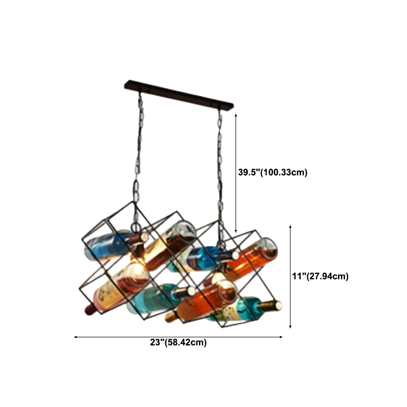Industrial Style Hanging Lamp Wine Bottle Shape Island Light Fixture for Bar
