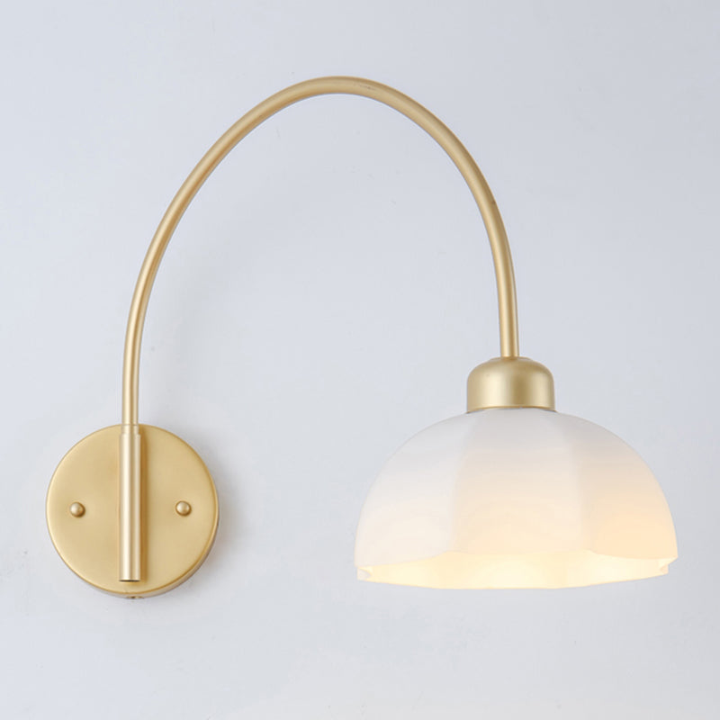 Gold Modern Metal Wall Sconce Geometric Shape Wall Light with Glass Shade for Bedroom