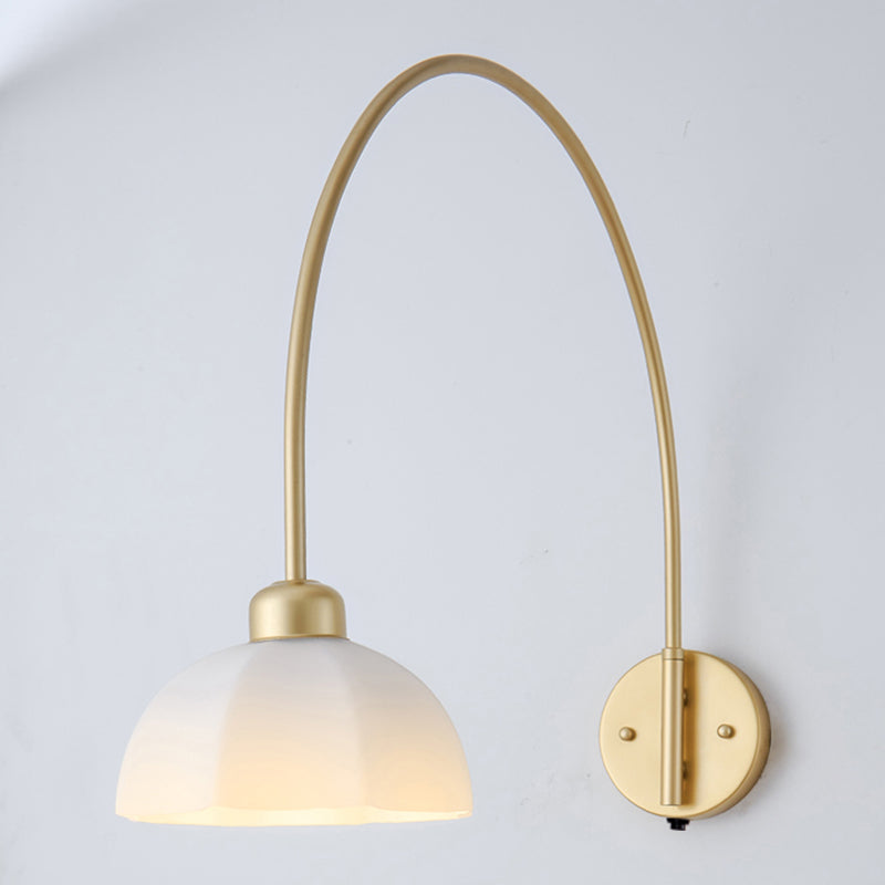 Gold Modern Metal Wall Sconce Geometric Shape Wall Light with Glass Shade for Bedroom