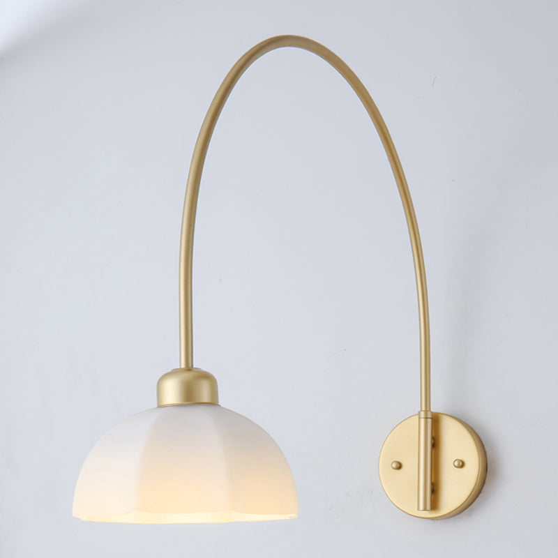Gold Modern Metal Wall Sconce Geometric Shape Wall Light with Glass Shade for Bedroom