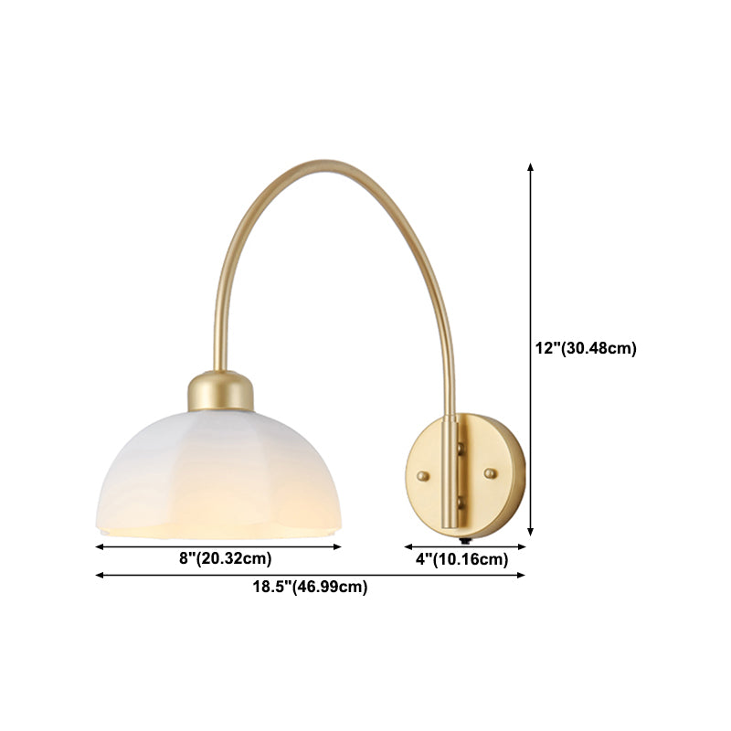 Gold Modern Metal Wall Sconce Geometric Shape Wall Light with Glass Shade for Bedroom