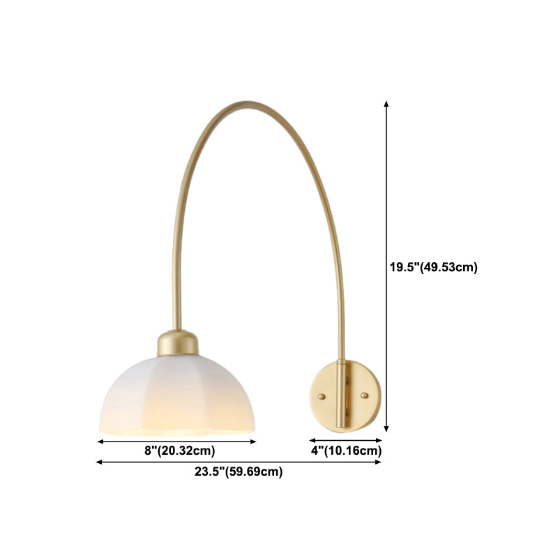 Gold Modern Metal Wall Sconce Geometric Shape Wall Light with Glass Shade for Bedroom