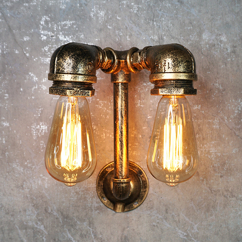 Industrial Wall Sconce Pipe Shape 2 Light Wall Light Sconces for Living Room