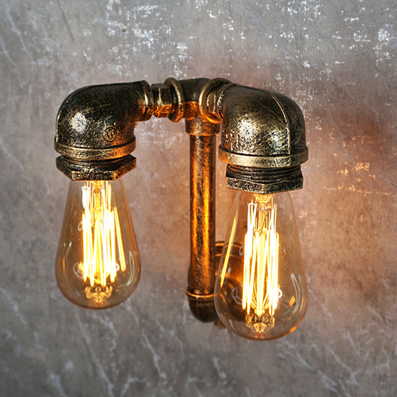 Industrial Wall Sconce Pipe Shape 2 Light Wall Light Sconces for Living Room