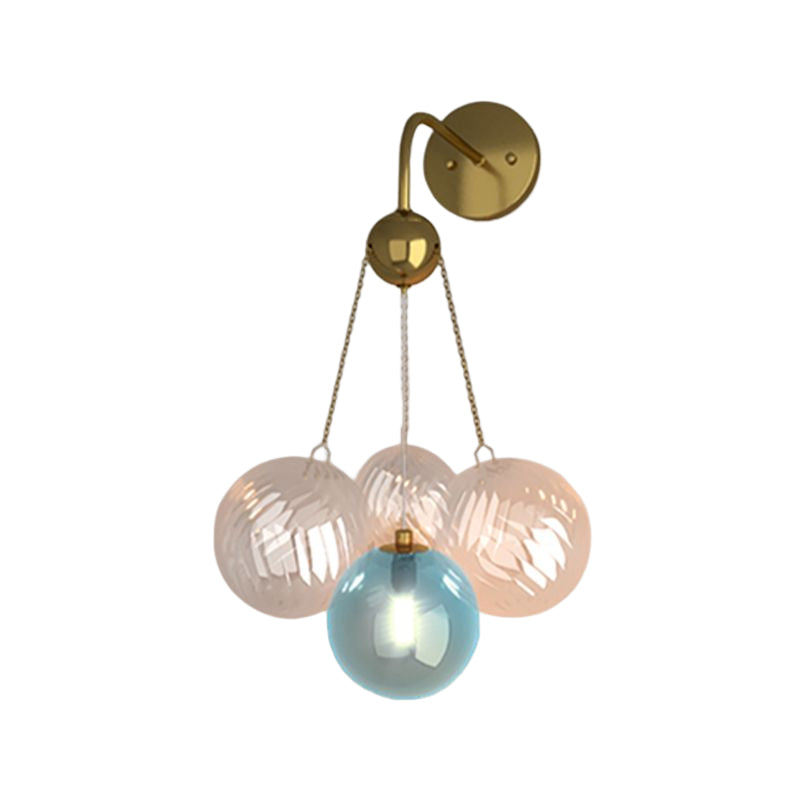 Modern Wall Sconce Ball Shape Metal Wall Light with Glass Shade for Bedroom