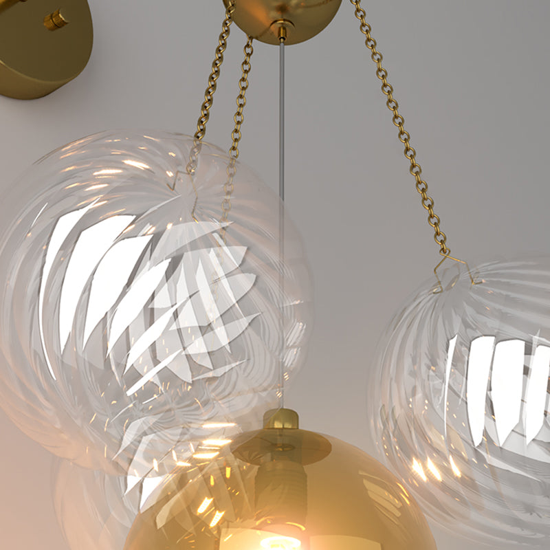 Modern Wall Sconce Ball Shape Metal Wall Light with Glass Shade for Bedroom