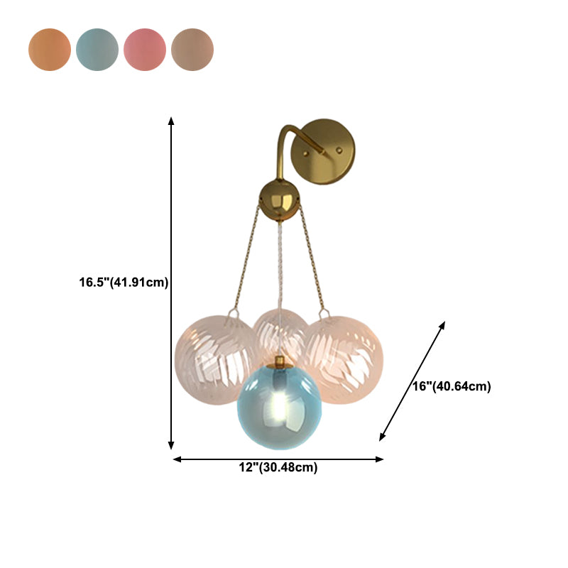 Modern Wall Sconce Ball Shape Metal Wall Light with Glass Shade for Bedroom