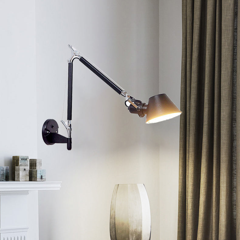 Black Geometric LED Wall Lamp in Modern Minimalist Aluminium Wall Light for Bedroom