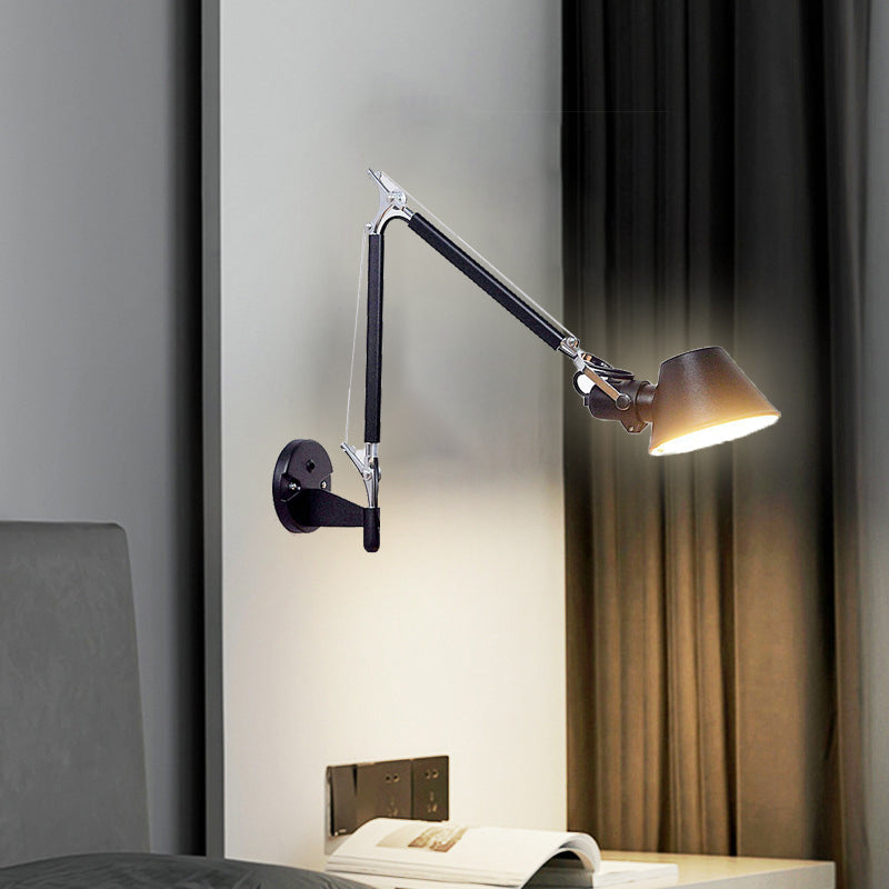 Black Geometric LED Wall Lamp in Modern Minimalist Aluminium Wall Light for Bedroom