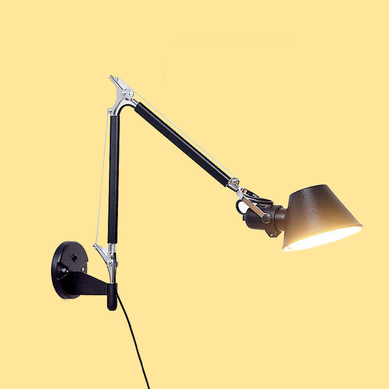 Black Geometric LED Wall Lamp in Modern Minimalist Aluminium Wall Light for Bedroom
