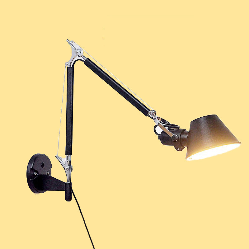 Black Geometric LED Wall Lamp in Modern Minimalist Aluminium Wall Light for Bedroom