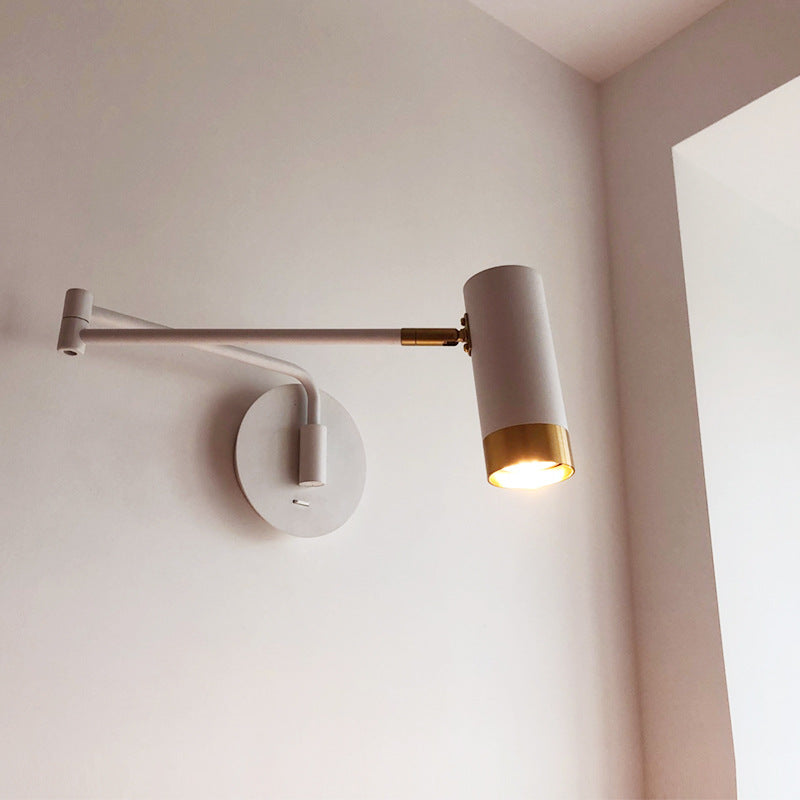Modern Creative 1-Light Wall Lamp Cylindrical Iron Wall Light for Bedroom