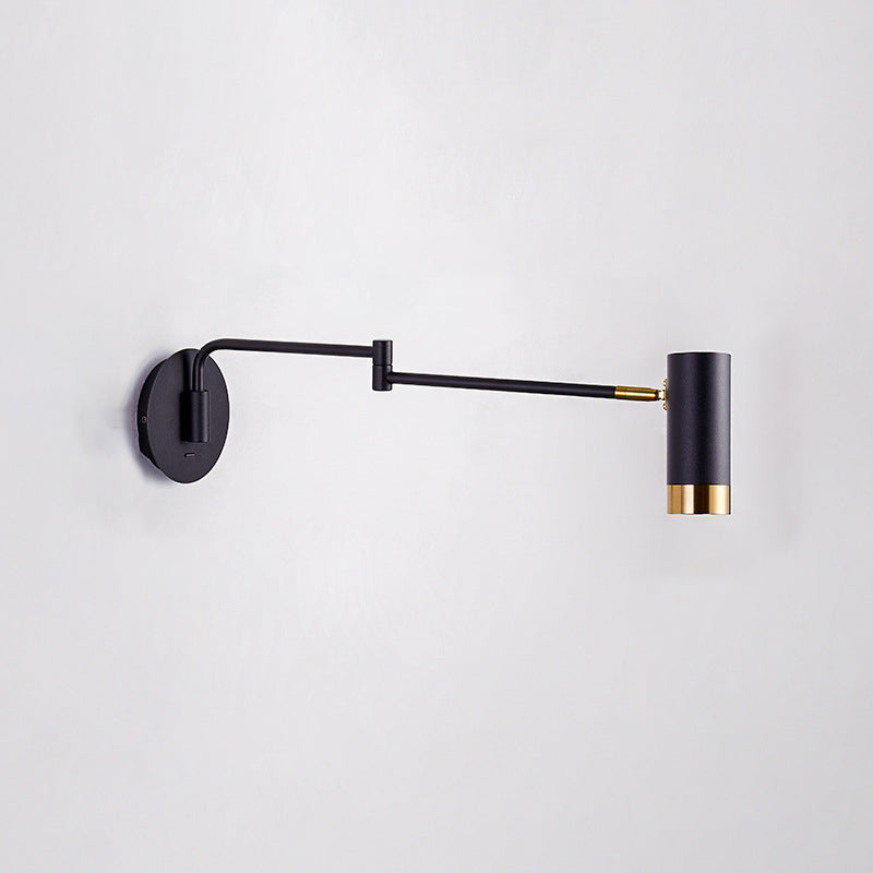 Modern Creative 1-Light Wall Lamp Cylindrical Iron Wall Light for Bedroom