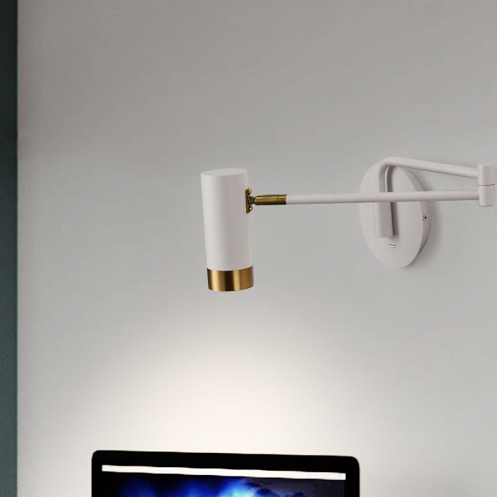 Modern Creative 1-Light Wall Lamp Cylindrical Iron Wall Light for Bedroom