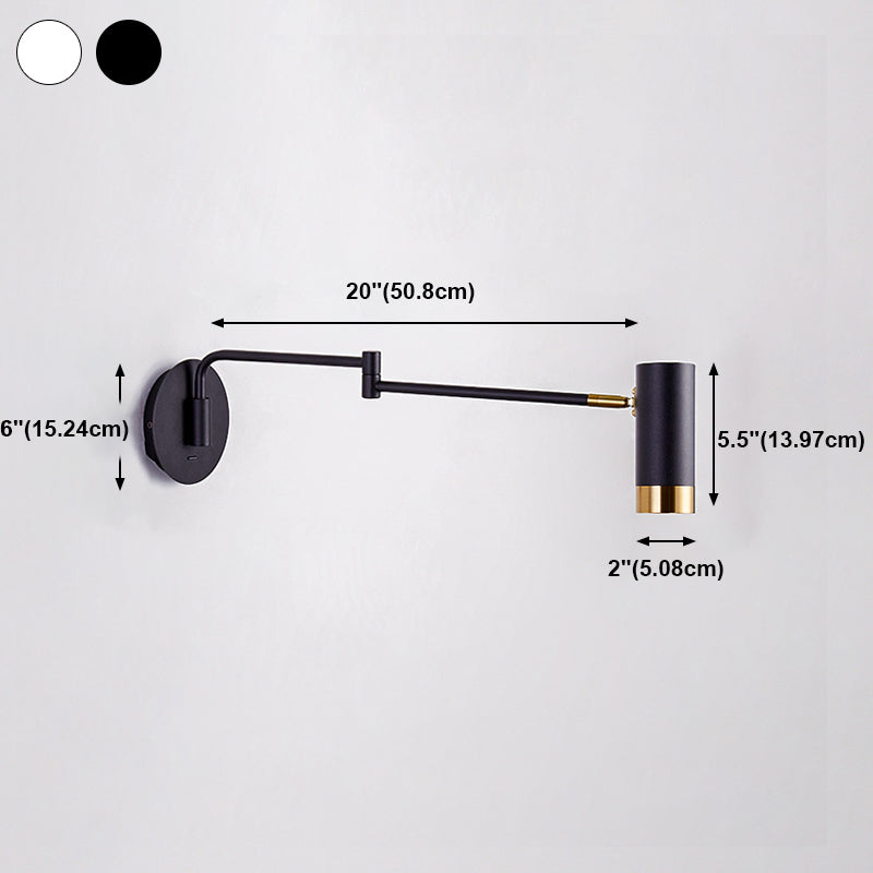 Modern Creative 1-Light Wall Lamp Cylindrical Iron Wall Light for Bedroom