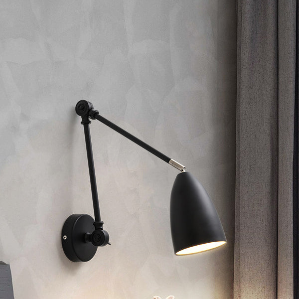 Wrought Iron Wall Lamp in Modern Style Cone 1-Light Reading Wall Light for Bedroom