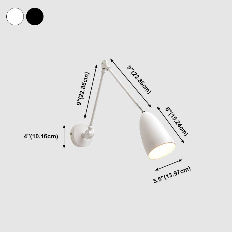 Wrought Iron Wall Lamp in Modern Style Cone 1-Light Reading Wall Light for Bedroom