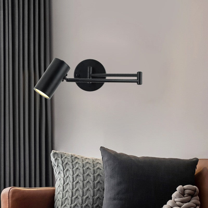 Modern Minimalist 1-Light Wall Lamp Aluminium Cylindrical Reading Wall Light for Bedroom
