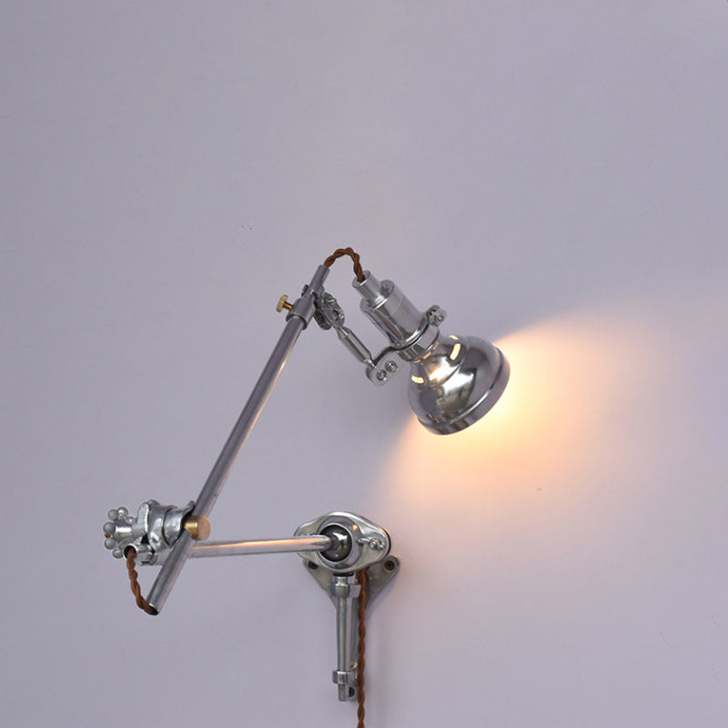Silver 1-Light Wall Light in Modern Creative Style Aluminium Geometric Reading Wall Lamp