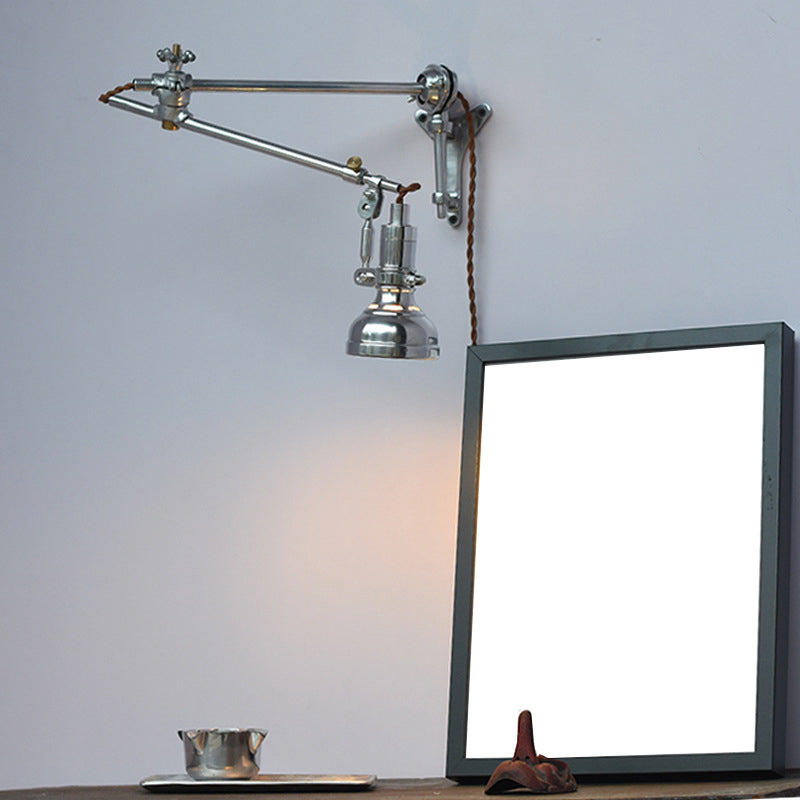 Silver 1-Light Wall Light in Modern Creative Style Aluminium Geometric Reading Wall Lamp
