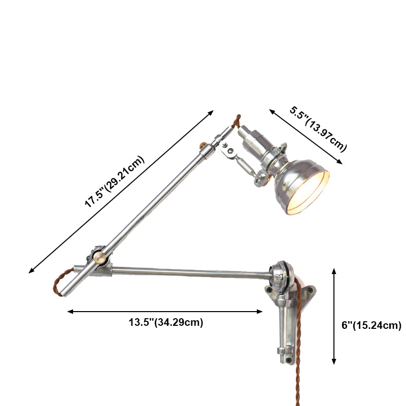Silver 1-Light Wall Light in Modern Creative Style Aluminium Geometric Reading Wall Lamp
