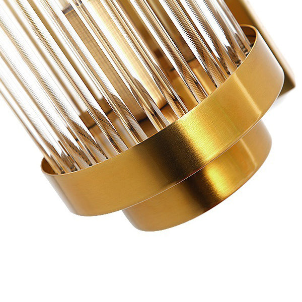 Gold 2-Light Wall Light in Modern Luxury Style Cylindrical Crystal Wall Lamp for Bedroom