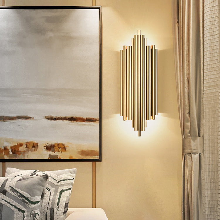 Modern Luxury Geometric Wall Lamp Iron 2-Light Wall Light in Gold