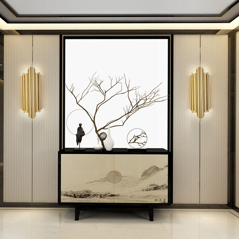 Modern Luxury Geometric Wall Lamp Iron 2-Light Wall Light in Gold