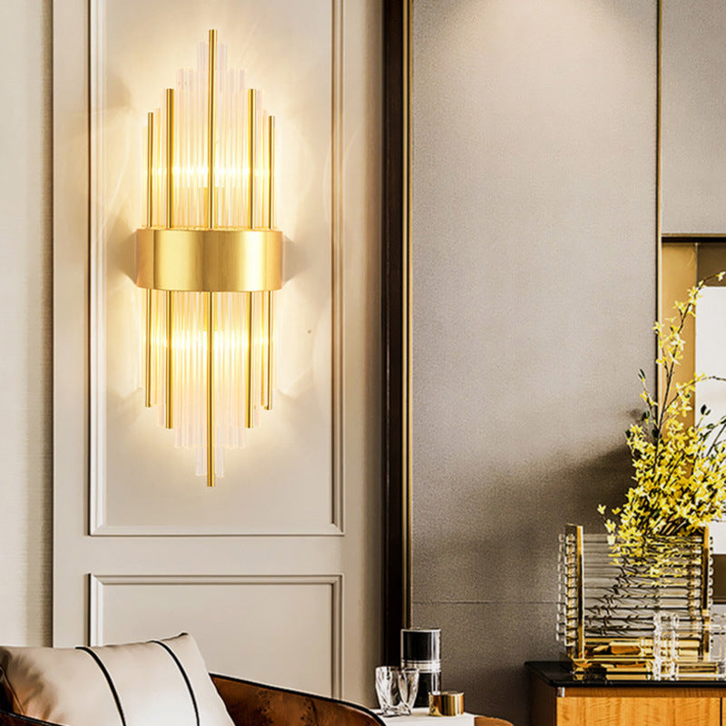 Modern Luxury Geometric Wall Lamp Metal 2-Light Wall Light with Crystal Shade