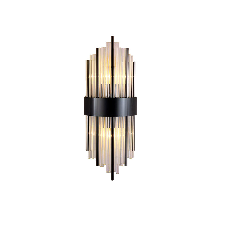 Modern Luxury Geometric Wall Lamp Metal 2-Light Wall Light with Crystal Shade