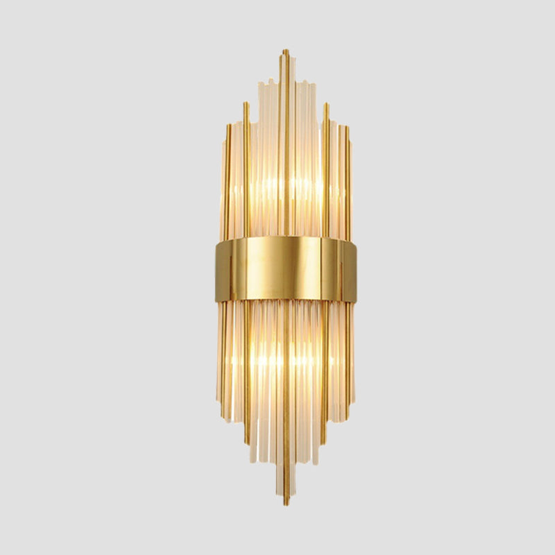 Modern Luxury Geometric Wall Lamp Metal 2-Light Wall Light with Crystal Shade