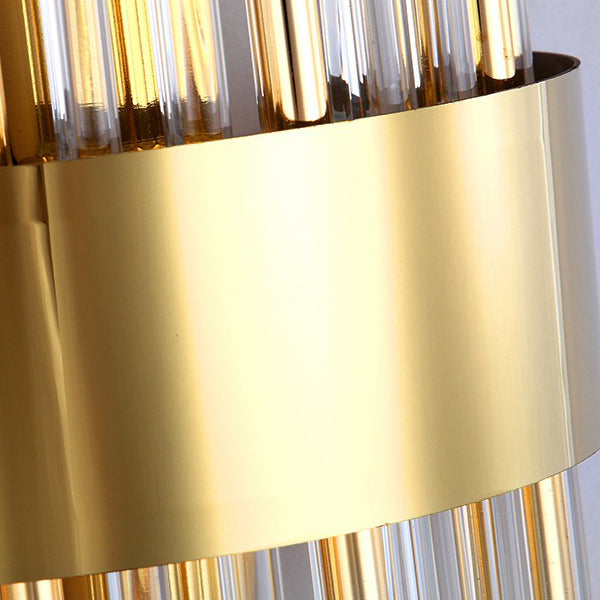 Modern Luxury Geometric Wall Lamp Metal 2-Light Wall Light with Crystal Shade