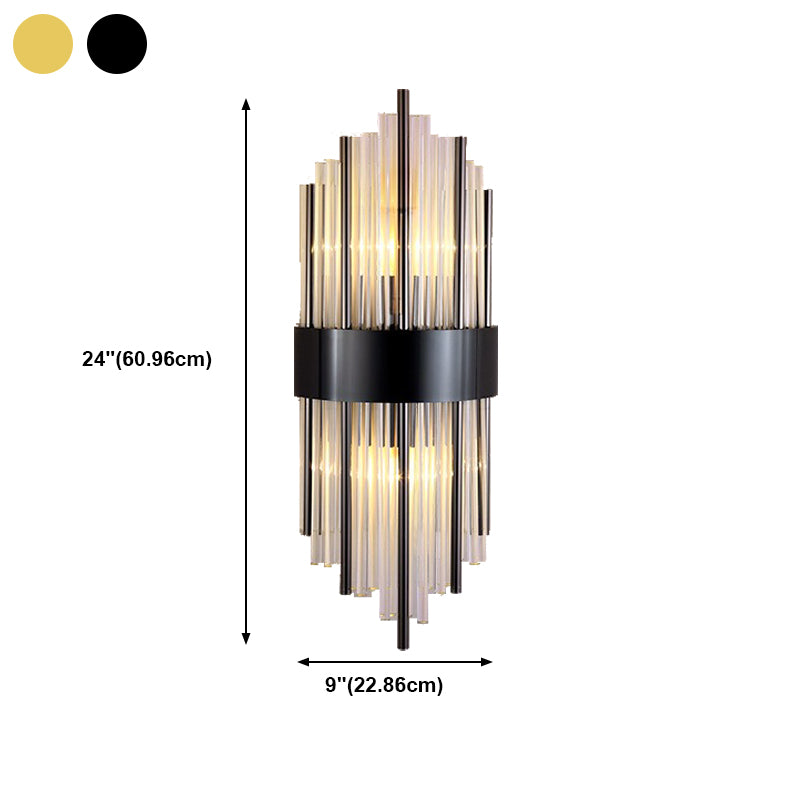 Modern Luxury Geometric Wall Lamp Metal 2-Light Wall Light with Crystal Shade
