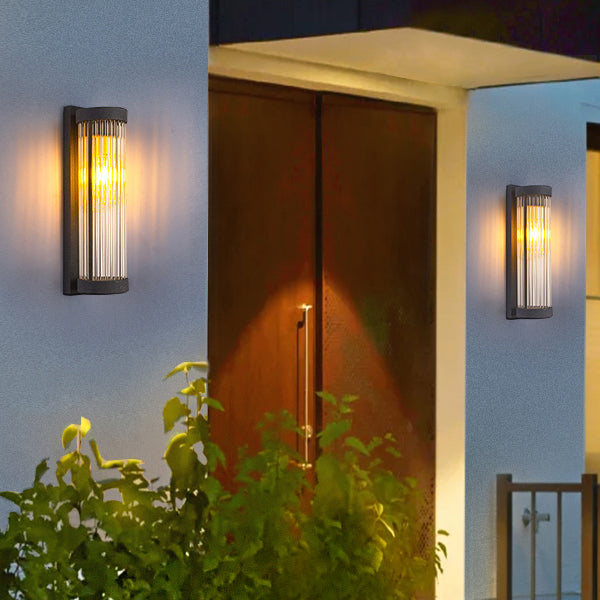 Black 1-Light Wall Lamp in Modern Concise Style Cylindrical Glass Wall Light
