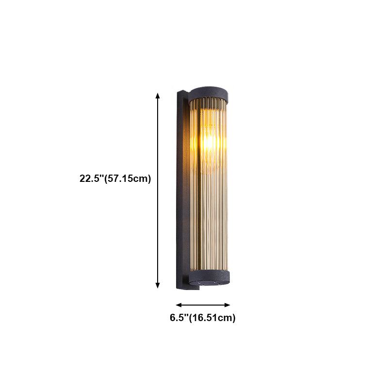 Black 1-Light Wall Lamp in Modern Concise Style Cylindrical Glass Wall Light